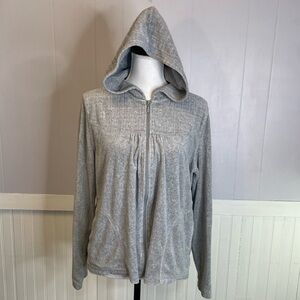 Gray velour zip up jacket textured size large